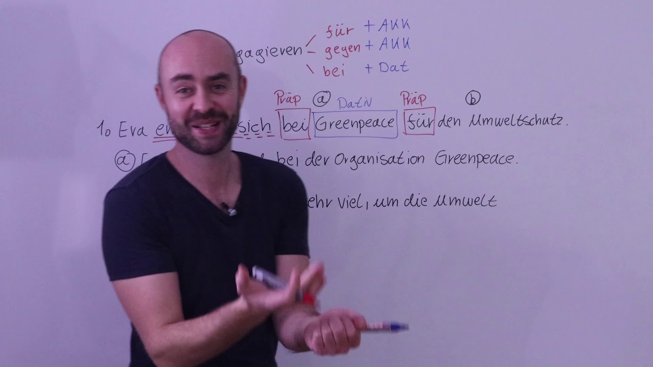 Verben mit Präpositionen: sich engagieren für + Akk / gegen + Akk / bei + Dat / B1 / B2 / C1 / C2