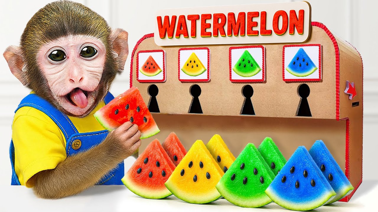 Monkey MoMo Explore Magic Rainbow Watermelon Vending Machine | MoMo Monkey Life