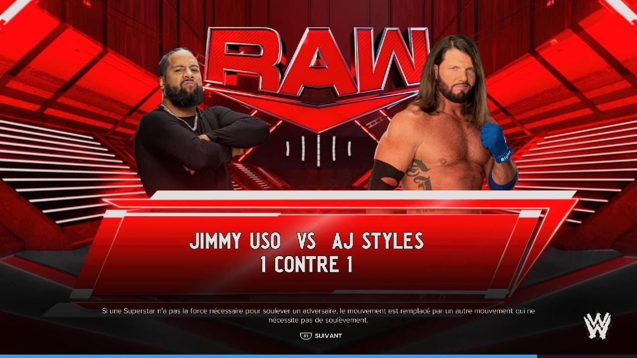 [WWE 2K24] AJ Styles vs Jimmy Uso (RAW Mai 2023 n°2)