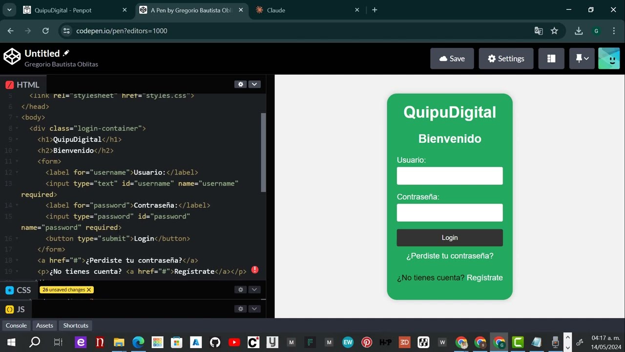 Del diseño en Penpot al código con Claude IA y CodePen Parte 01