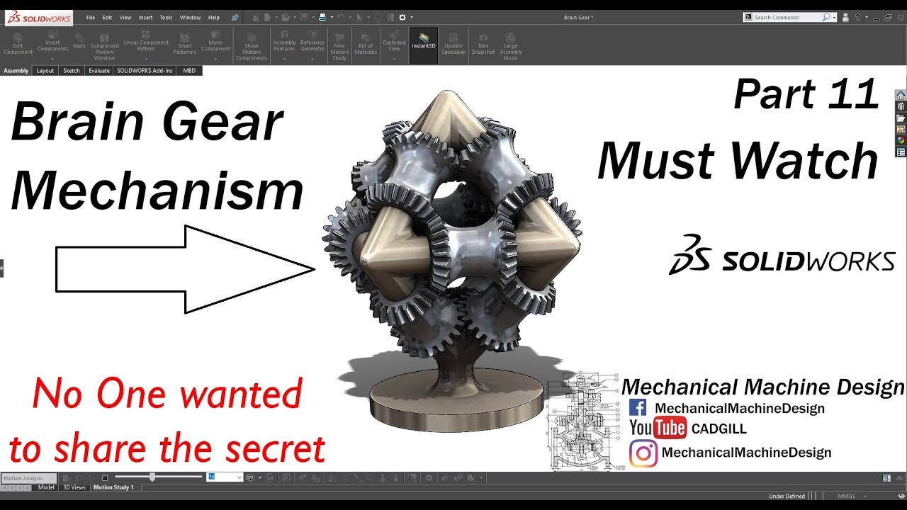 Mechanism Part 11 - Brain Gear Mechanism Modeling & Simulation