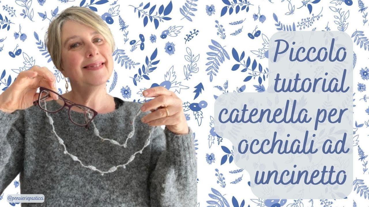 Piccolo tutorial di catenella per occhiali all’uncinetto, con noccioline e cristalli