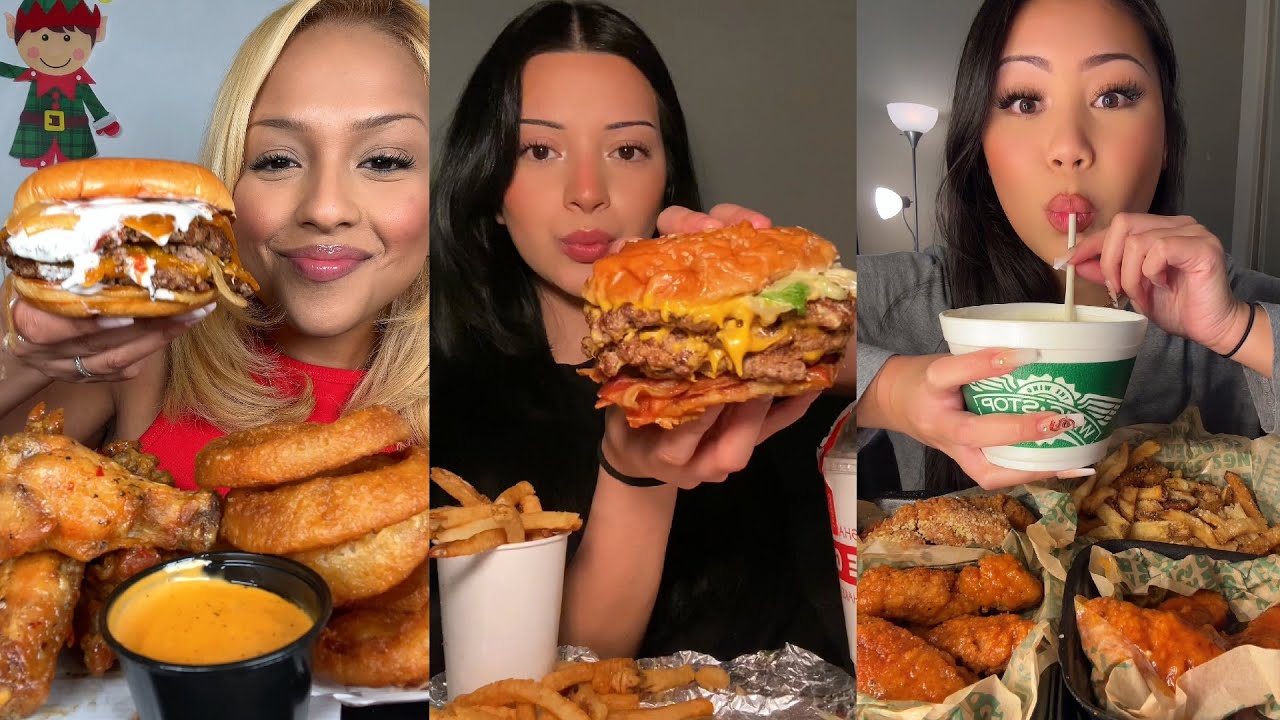 Подборка мукбангов из TIKTOK | Five Guys, Wingstop, Cane's, In-N-Out, Chili's и другие!