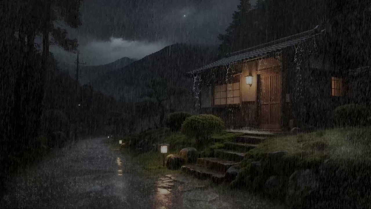 Rest Peacefully Rain Sounds Surrounding Wooden Roof for Deep Sleep and Calm