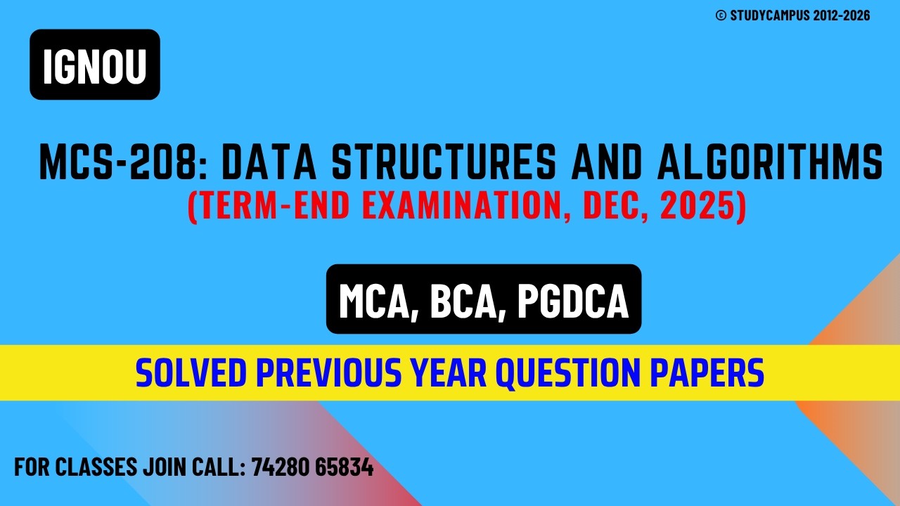 MCS 208 solved pyq | Data Structures and Algorithms  | TEE Dec-2025