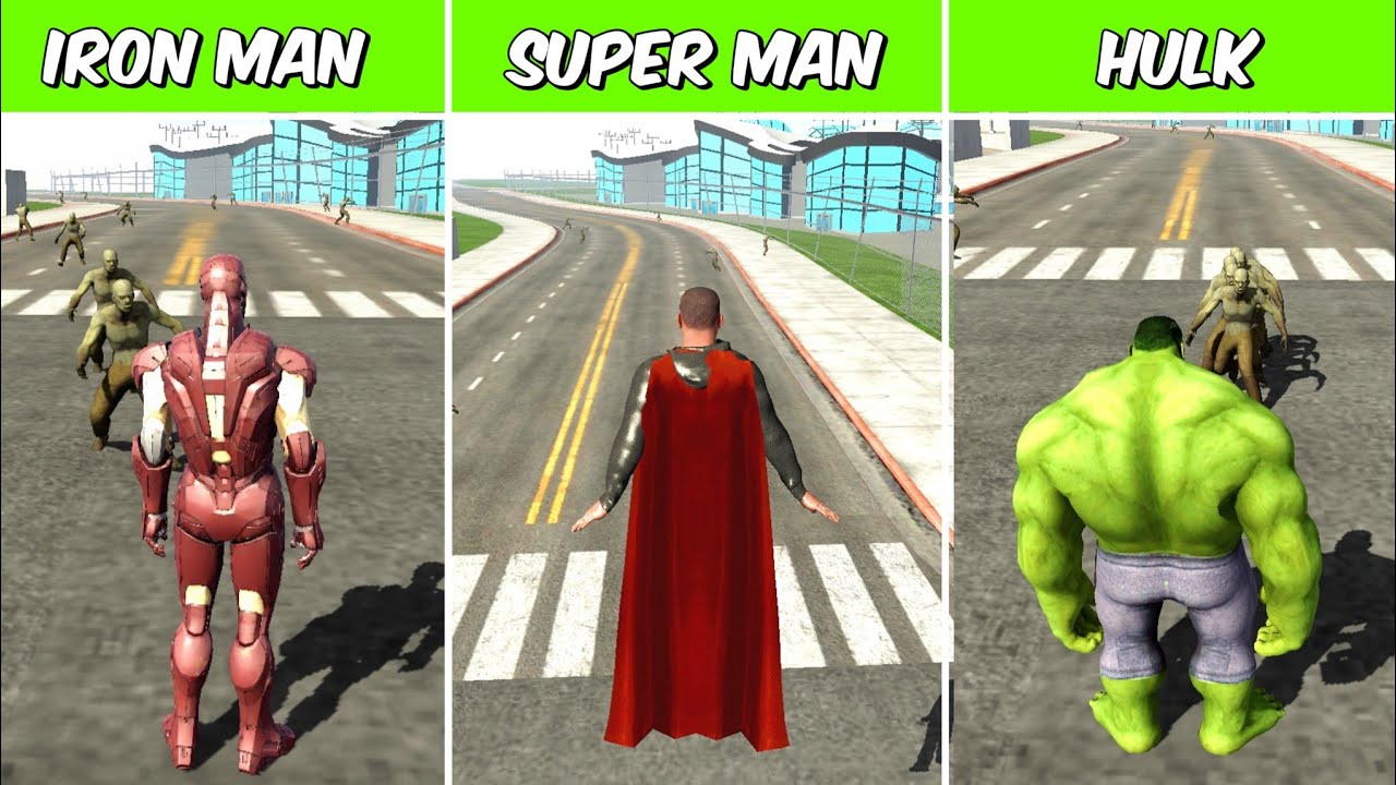 Zombies నీ ఎవరు Finish చేస్తారు 🤔 IRON MAN vs HULK vs SUPER MAN 🔥 || Indian bike driving 3d 