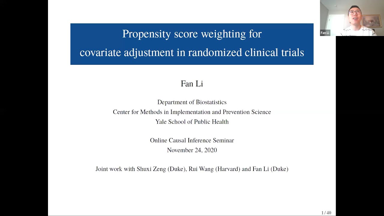 Fan Li: Propensity score weighting for covariate adjustment in randomized clinical trials