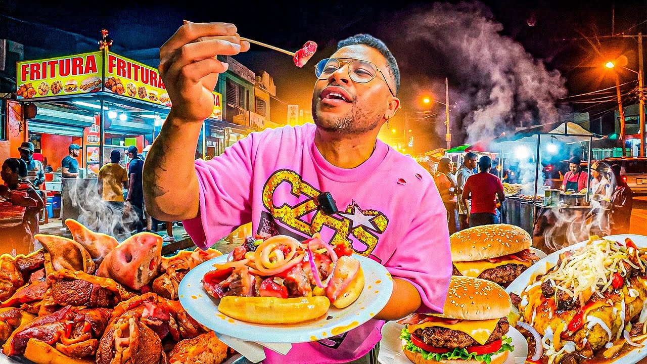 PROBANDO COMIDA CALLEJERA NOCTURNA EXTREMA EN RD 🇩🇴