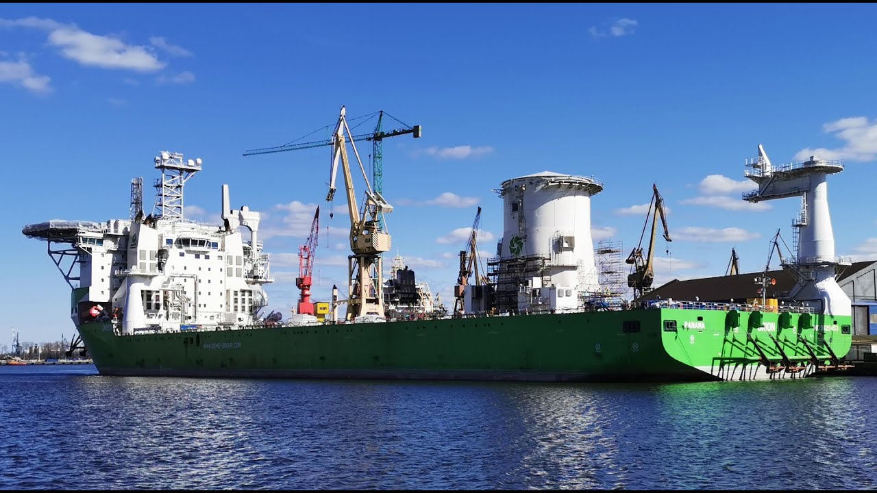 Crane ship ORION I, vessel with the most powerful offshore crane, Repair in Shipyard, Poland