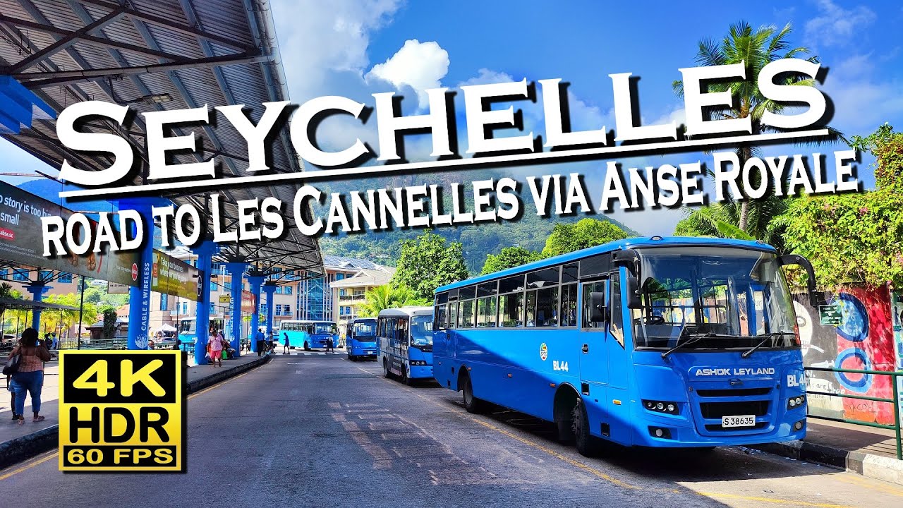 Victoria Seychelles | Road to Les Cannelles via Anse Royale | 4K 60fps video 💖 Bus station, Bus ride