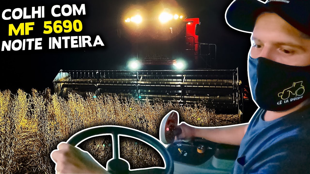 Entramos NOITE A DENTRO Colhendo Com a MF 5690