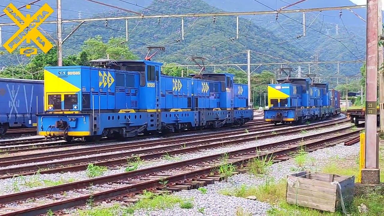 Chegada de duas dupla de Stadler HE4/4 MRS logística no pátio IRS raiz da serra para subir vagões 
