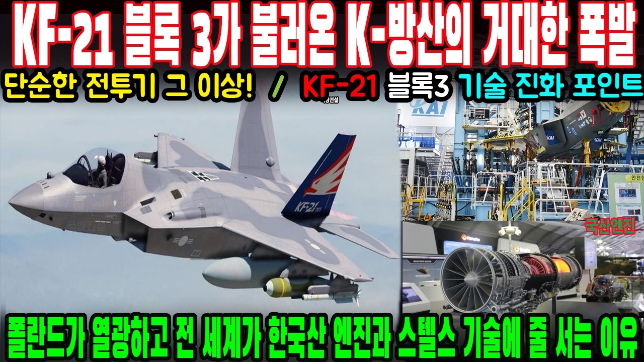 단순한 전투기 그 이상! KF-21 블록 3가 불러온 K-방산의 거대한 폭발: 폴란드가 열광하고 전 세계가 한국산 엔진과 스텔스 기술에 줄 서는 이유