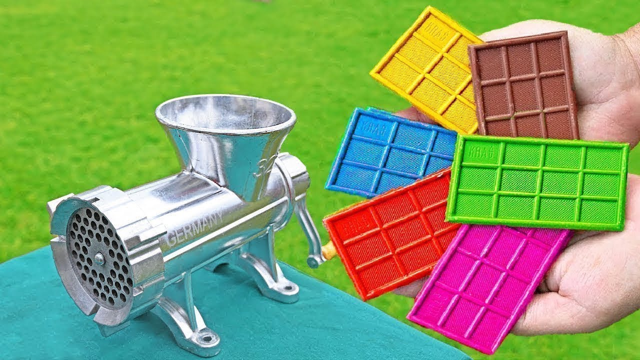 EXPERIMENT COLORFUL CHOCOLATE BAR VS MEAT GRINDER