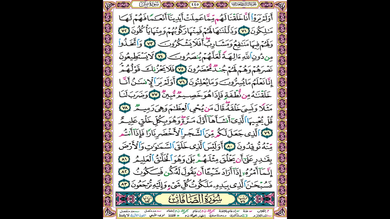 صفحة 445 من المصحف المعلم المرئي المسموع بصوت الشيخ محمود الحصري