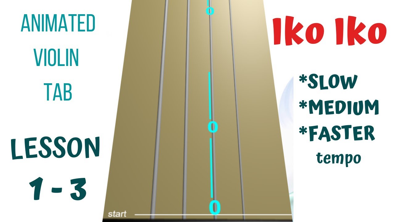IKO IKO 💃 🕺 Violin Tutorial (Slow, Medium, Faster) - ANIMATED VIOLIN TAB. Live Violin - LESSON 1