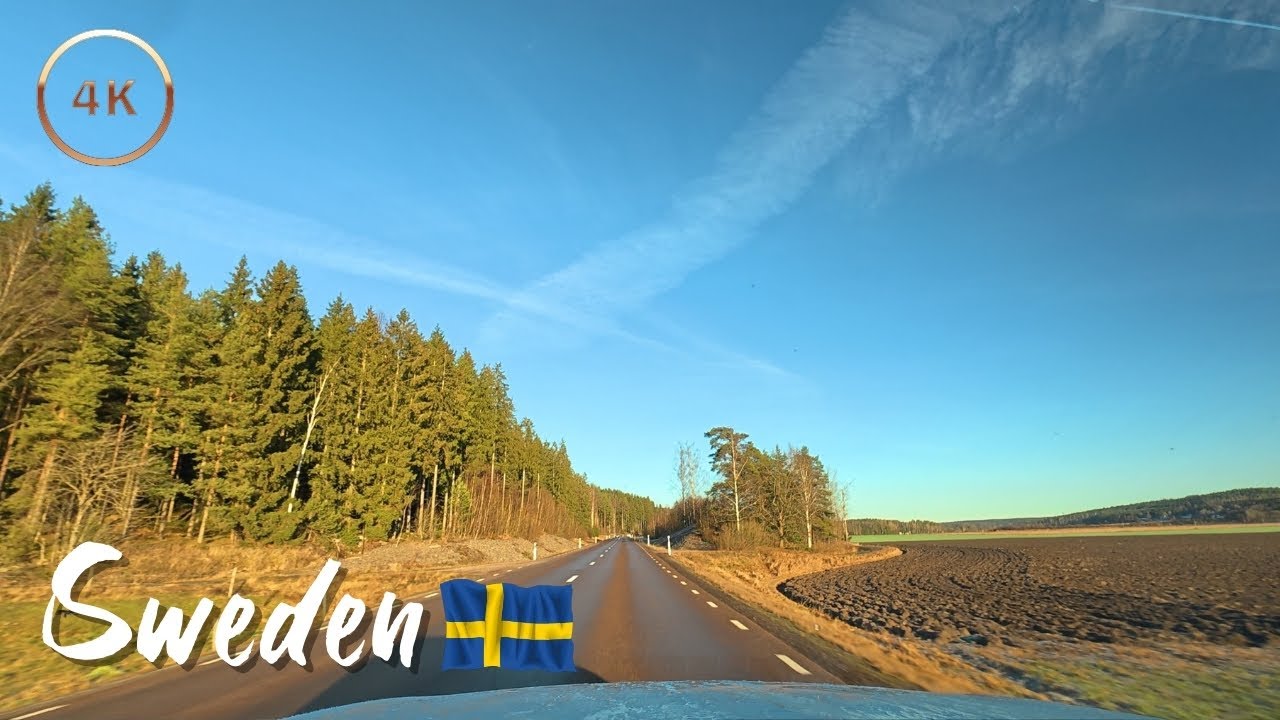 Relaxing drive through the Swedish countryside - 4K