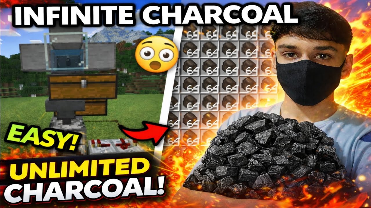 INFINITE CHARCOAL FARM in Minecraft Bedrock! (Unlimited Fuel 😱)