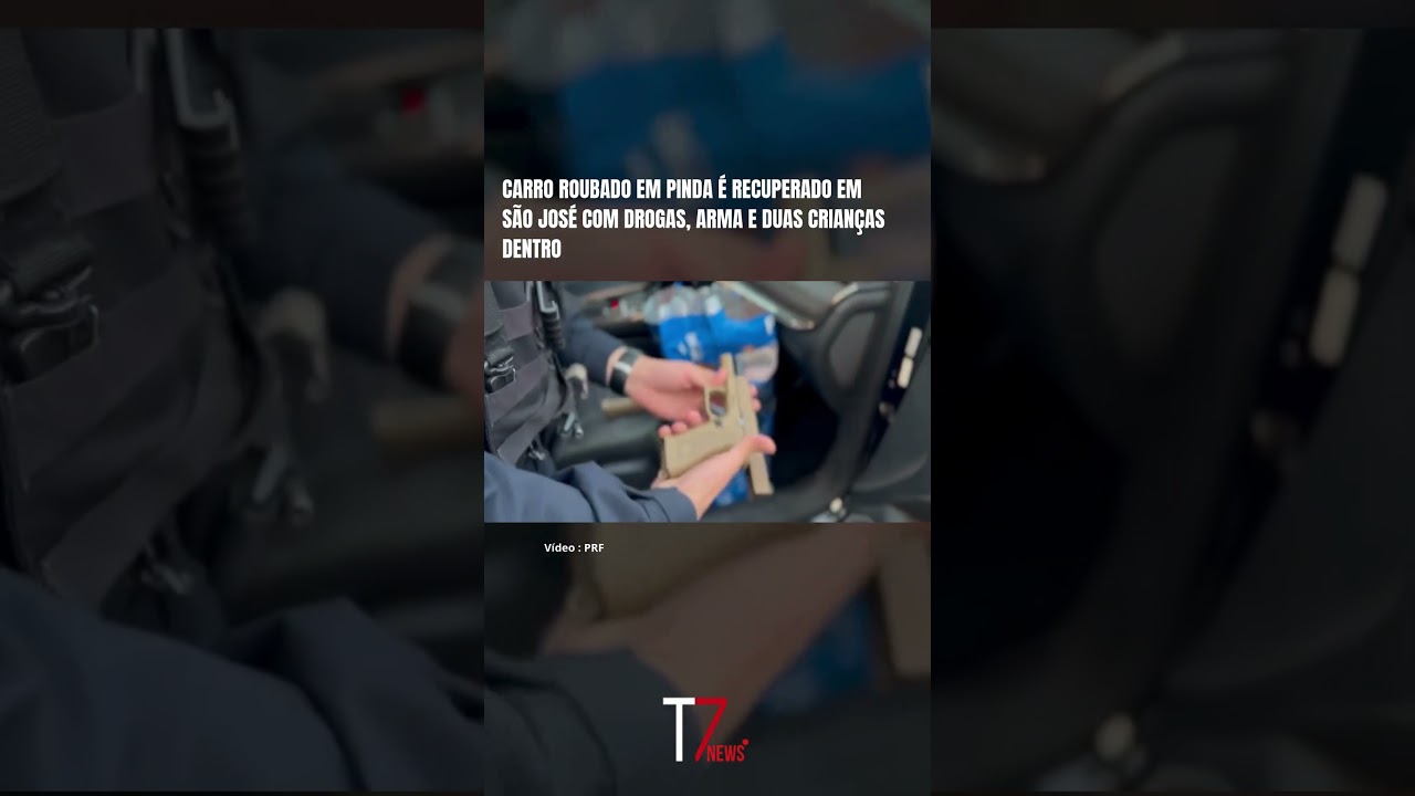 Carro roubado em Pinda &eacute; recuperado em S&atilde;o Jos&eacute; com drogas, arma e duas crian&ccedil;as dentro #policia