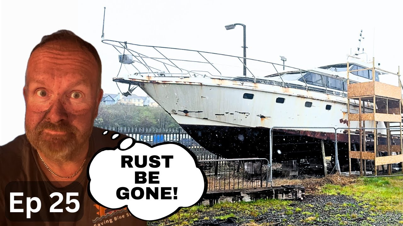 GRINDING Away Rust on Blue Steel’s Stern - Boat Restoration Progress (Ep25)