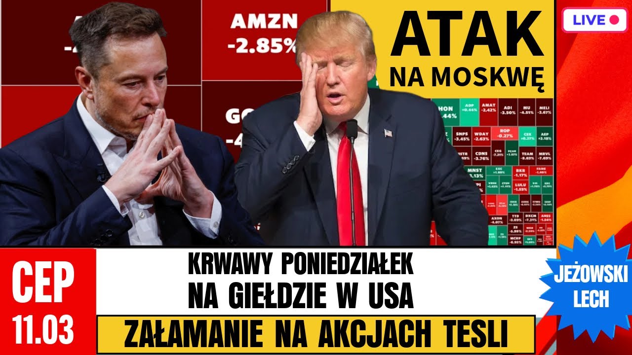 CEP - Czy Trump z Muskiem winni są zapaści amerykańskiej giełdy? Największy Atak dronowy na Moskwę