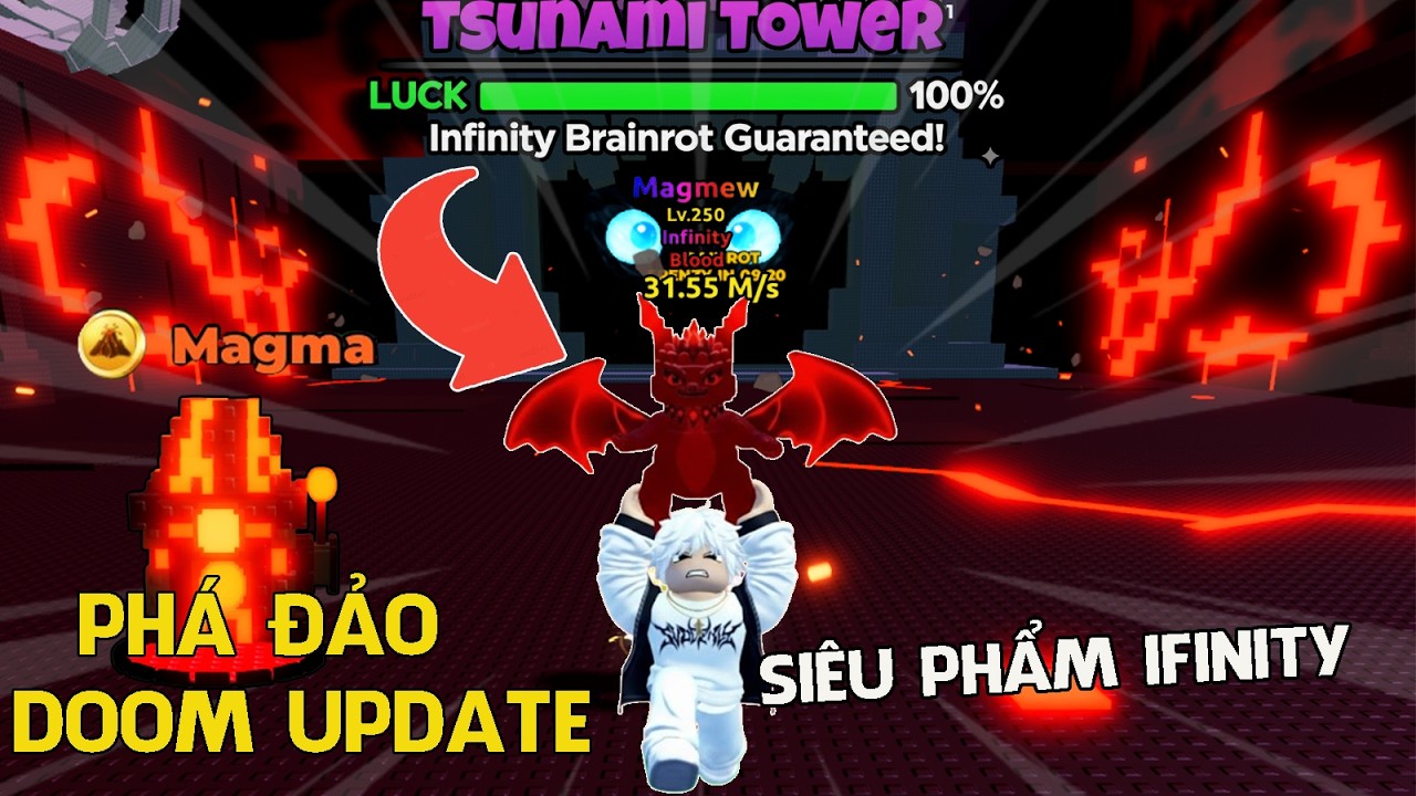 ESCAPE TISUNAMI FOR BRAINROTS| PHÁ ĐẢO NEW UPADTE DOOM ADMIN ABUSE LẤY SIÊU PHẨM MAGMEW INFINITY MỚI