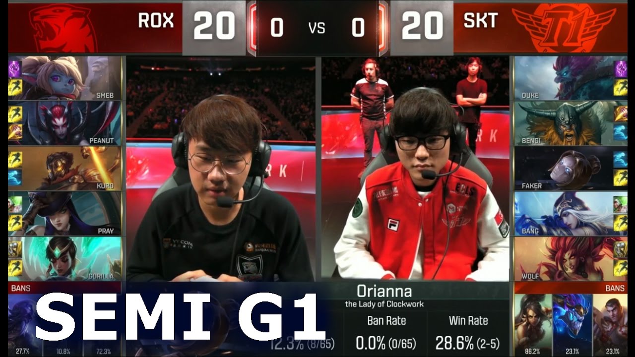 SKT vs ROX - Game 1 Semi Finals Worlds 2016 | LoL S6 World Championship SK Telecom T1 vs Rox Tigers