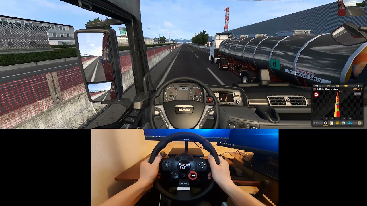 Euro Truck Simulator 2 | Руль Logitech Driving Force GT + КПП | Везу автопогрузчики!!!