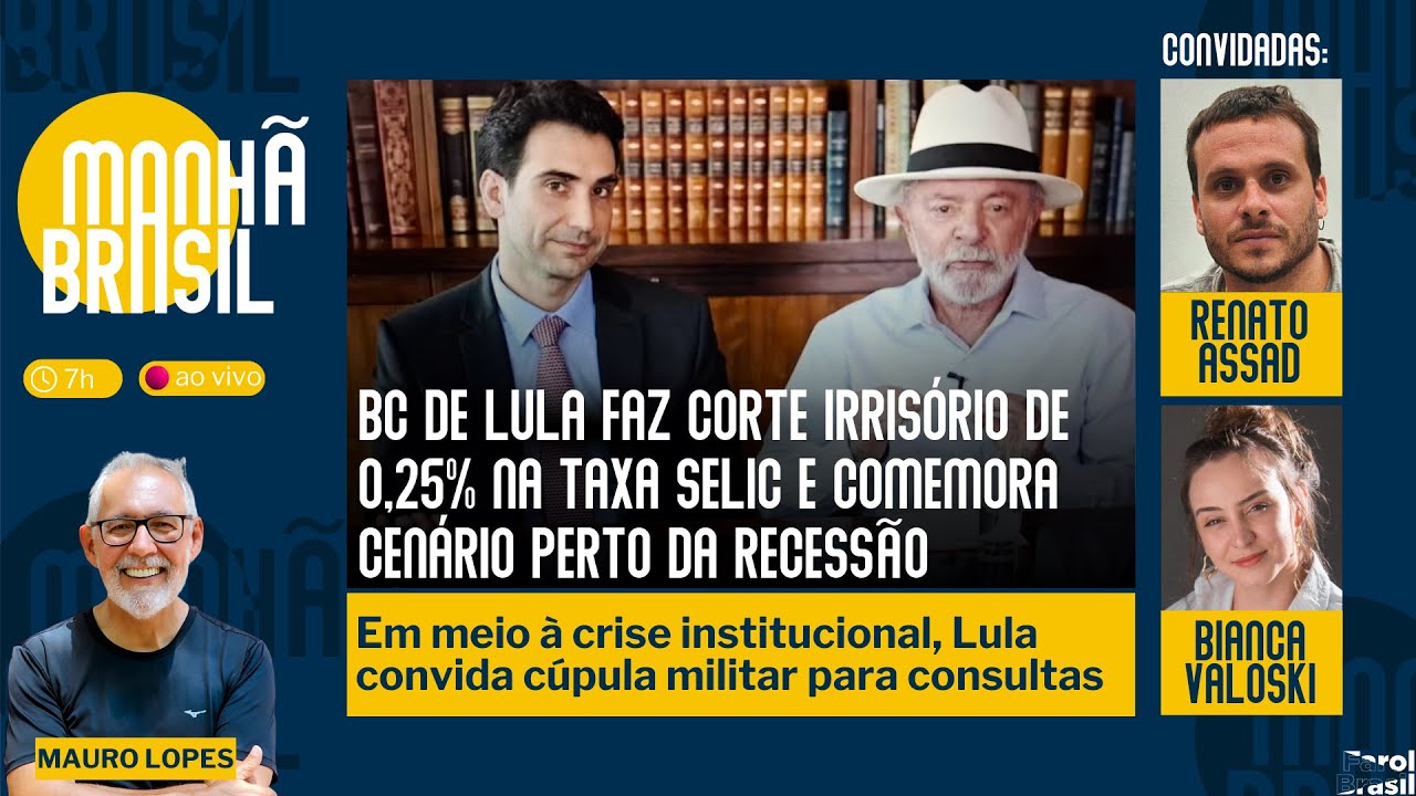BC corta Selic em 0,25% e celebra cenário de recessão | Lula escuta militares sobre Master |19.3