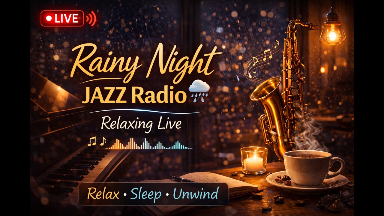 Rainy Night Jazz Radio 🌧️ Relaxing Live