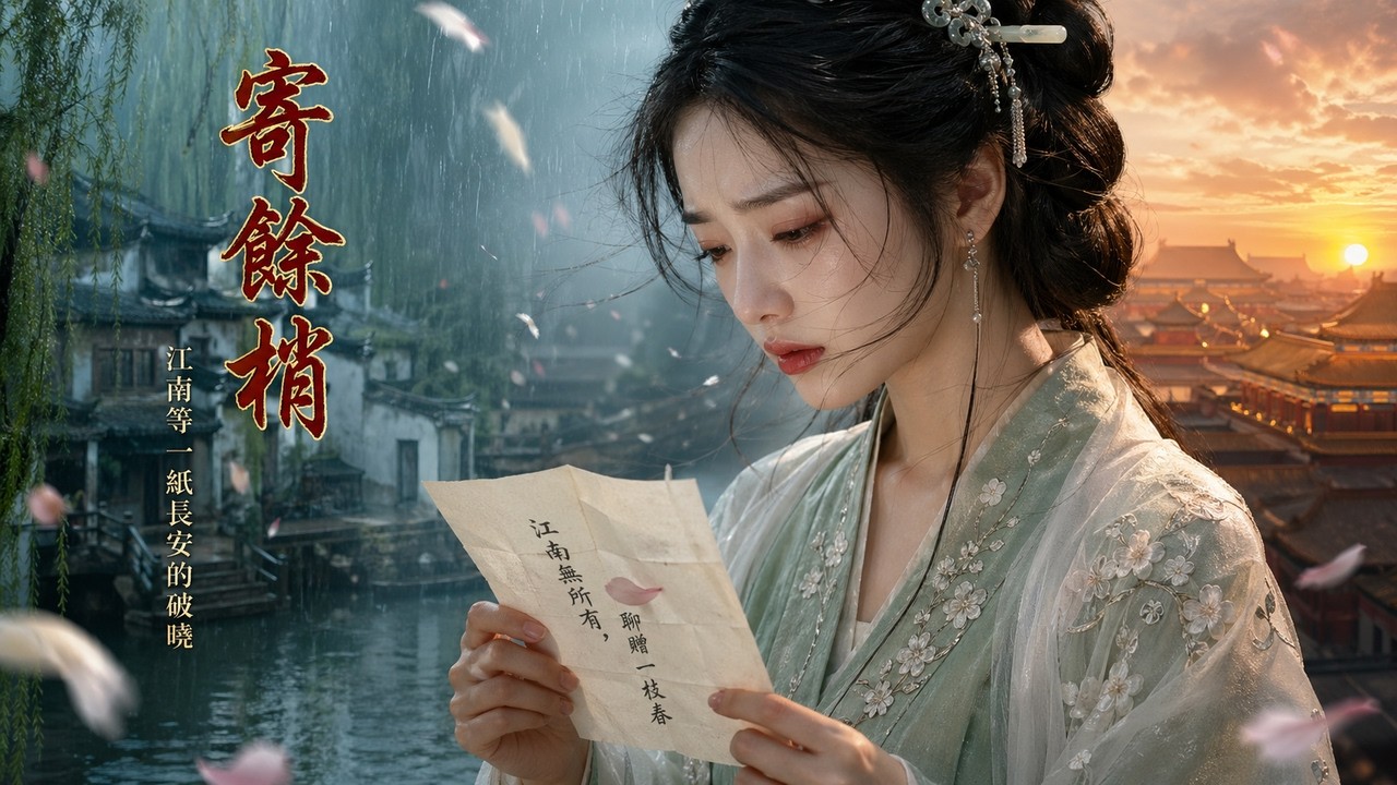 🎤👩‍🎤聽哭萬人！古風原創《寄餘梢》落紅未盡人先老，芳信初傳夢漸遙。：我在江南等一紙長安的破曉，奈何人已先老,🌸誰在小橋獨看流年？一曲《寄餘梢》道盡江南煙雨與長安舊夢的千年遺憾