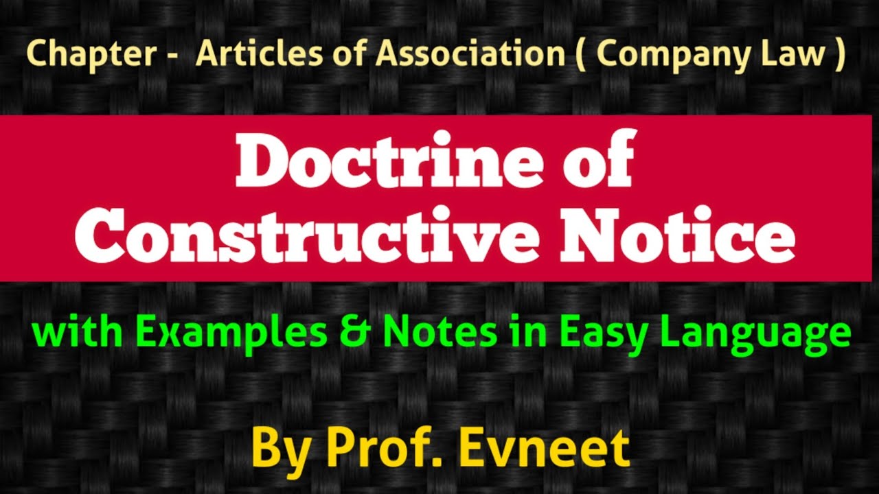 Doctrine of Constructive Notice | Doctrine of constructive notice in hindi