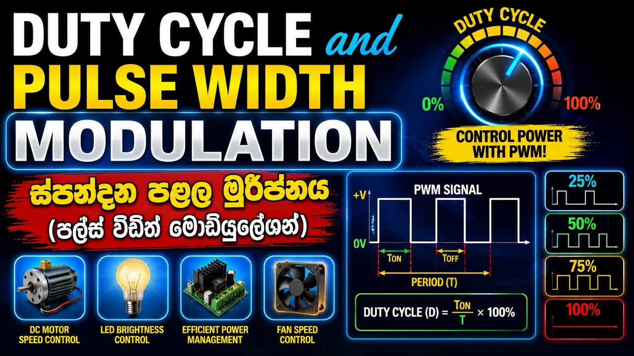 Duty Cycle and Pulse Width Modulation (PWM) | පල්ස් විඩ්ත් මොඩියුලේශන් ගැන සිංහලෙන් ඉගෙනගනිමු