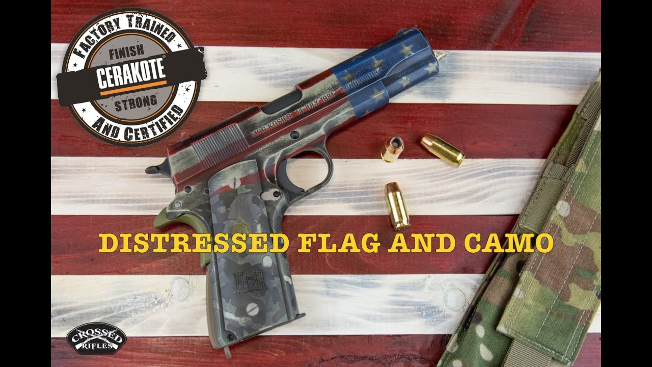CERAKOTE TUTORIAL - DISTRESSED FLAG AND CAMO 1911
