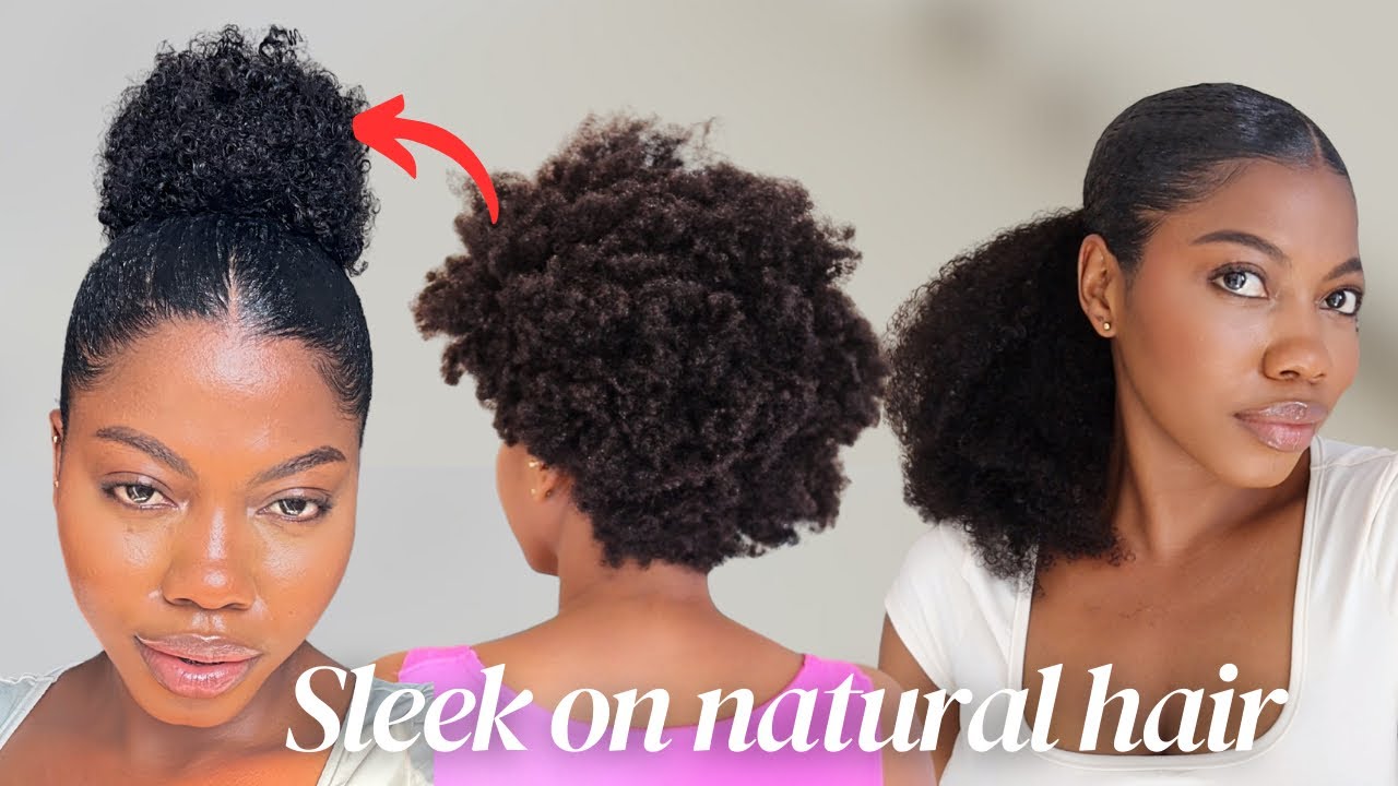 Perfect sleek back on type4 natural hair/ best top bun ,ponytail and high puff on natural hair