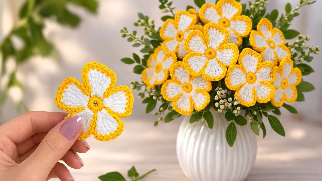 Wow, amazing!💛 Easy crochet flower motif pattern tutorial.💛#crochet #knittig #handmade 