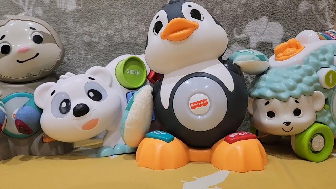 Игрушки Fisher Price Linkimals: Пингвин, Белый медведь, Ёжик и Ленивец.