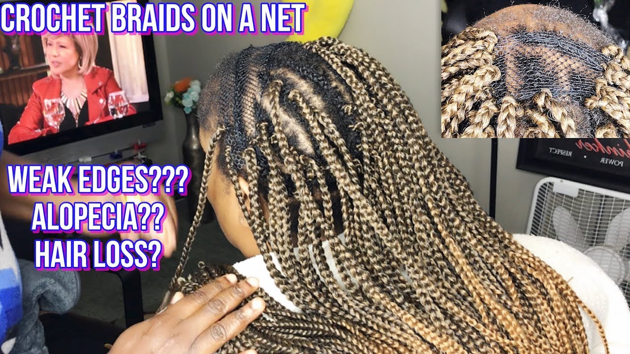 HOW TO - CROCHET BOX BRAIDS ON A NET WITH SHORT HAIR & WEAK EDGES