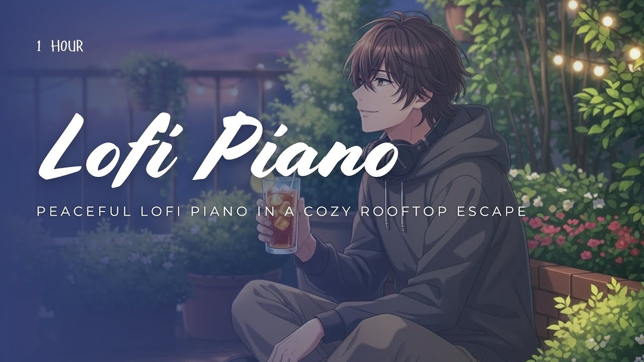 Background lofi piano music for calm focus and rooftop city nights