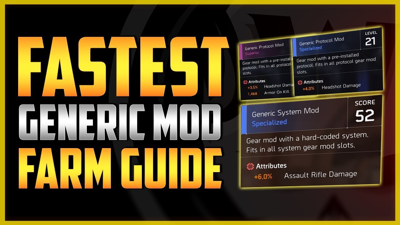 The Division 2 | FASTEST Generic Mod Farming - Best Gear Mods Farm