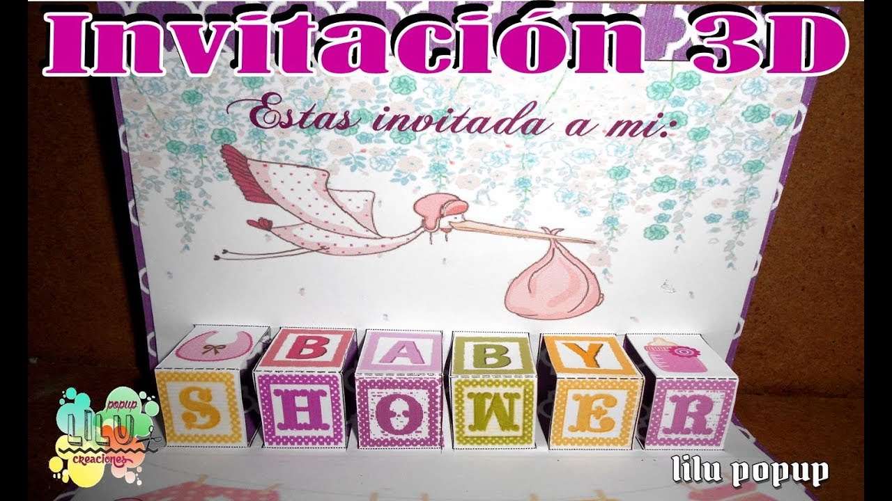 Invitacion Baby shower niña/ invitation 3D/moldes gratis