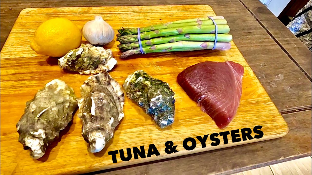 SEAFOOD COOK - Tuna , Oysters & Asparagus ! WW2 Military Headquarters Vlog