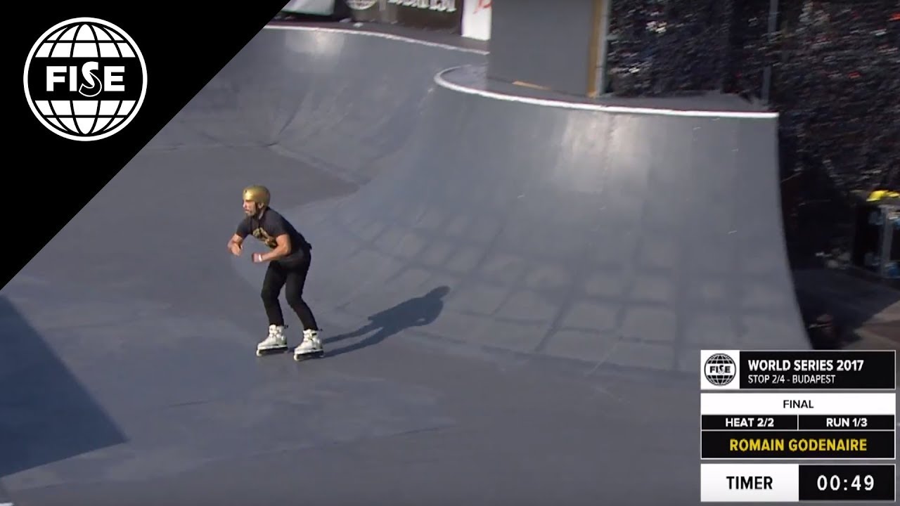 Romain GODENAIRE 1st Final FIRS ROLLER freestyle park world cup FISE budapest 2017