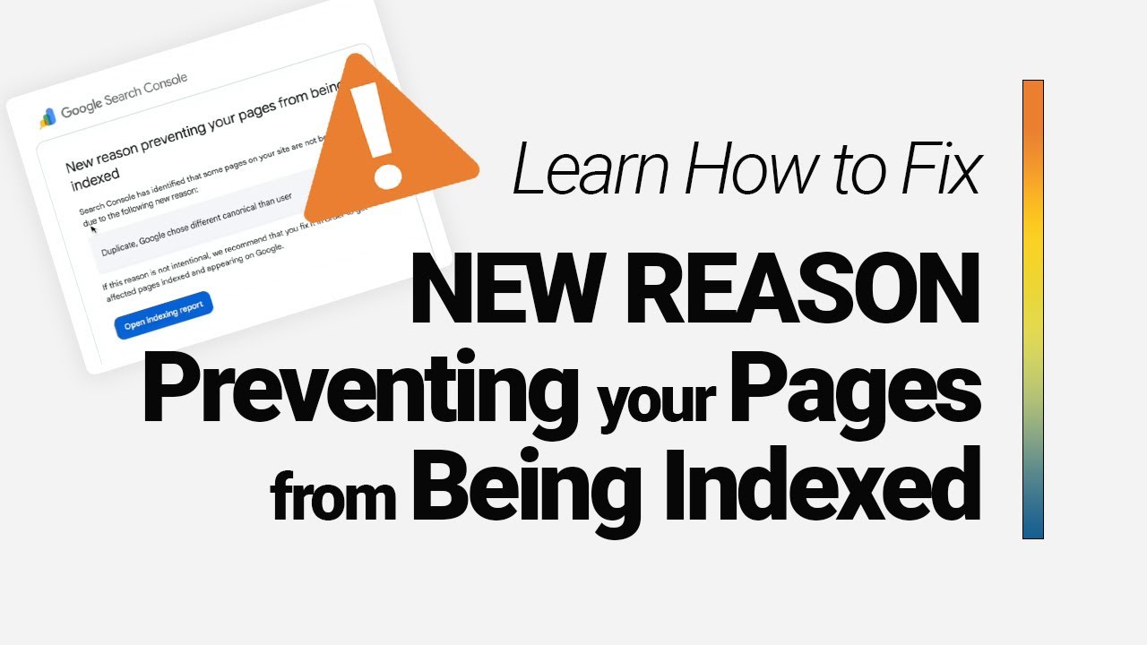 How to fix a &ldquo;new reason preventing your pages from being indexed&rdquo; in Google Search Console?