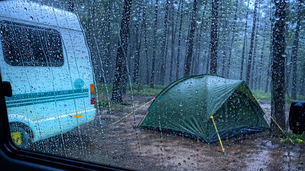 Heavy Rain ASMR on Tent & Car Roof | Cozy Rain Sounds