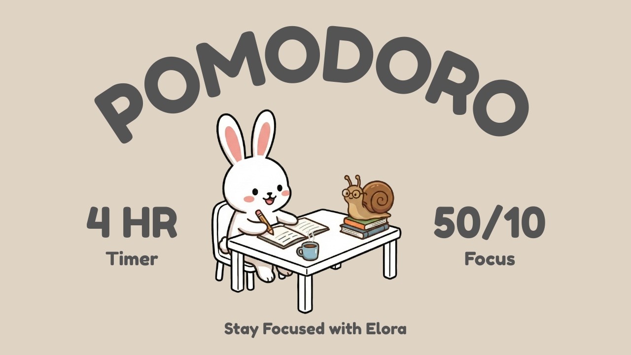 Study With Me 4 Hours | 50/10 Pomodoro Timer | Calm Lofi Focus Music