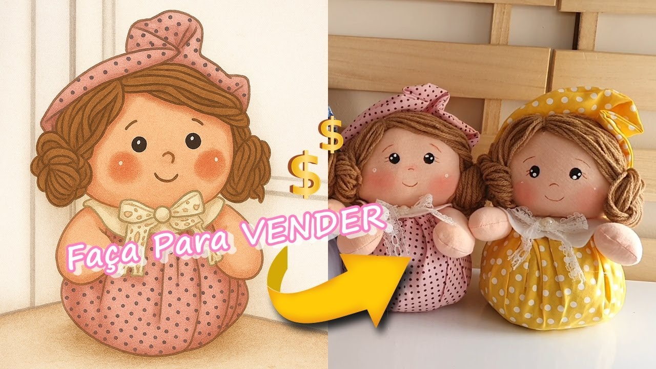 FAÇA E GANHE DINHEIRO SEM SAIR DE CASA PESO DE PORTA BONECA DE PANO LINDA FACIL - BIA