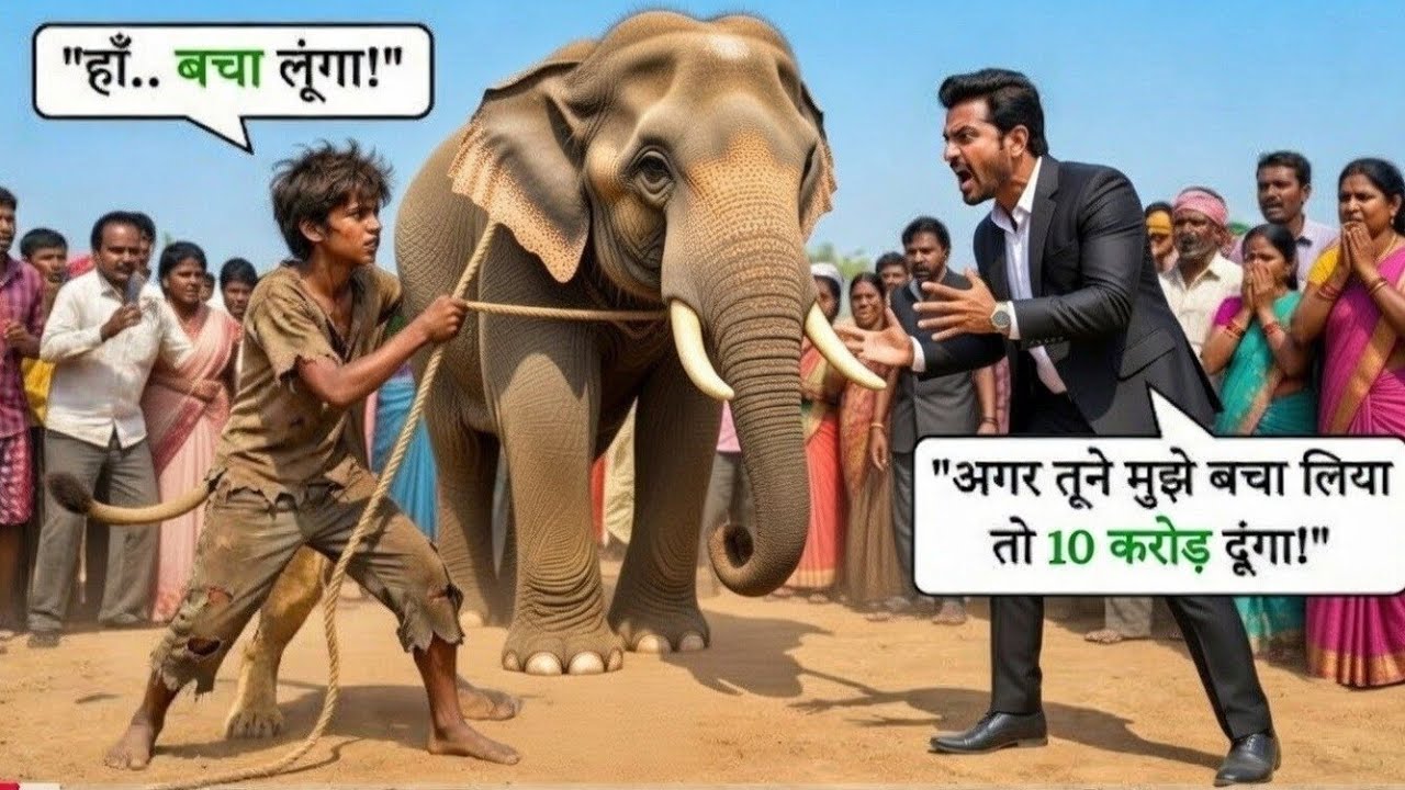 गरीब चाय वाले ने हाथी को काबु में करके जीते जीते 10 करोड़ रुपये 😱 #story #kahani #hindi #ai #viral 
