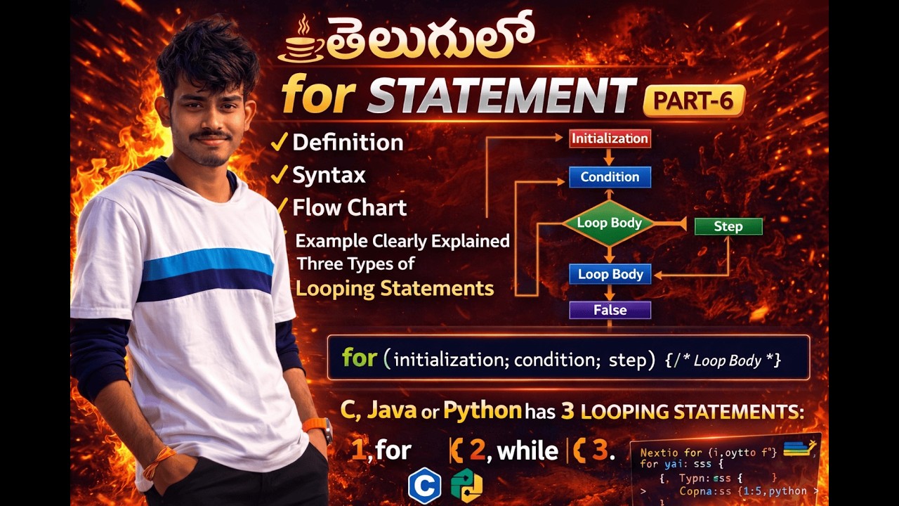 For Loop in Java | Definition, Syntax, Flowchart & Examples | Looping Statements Part-6
