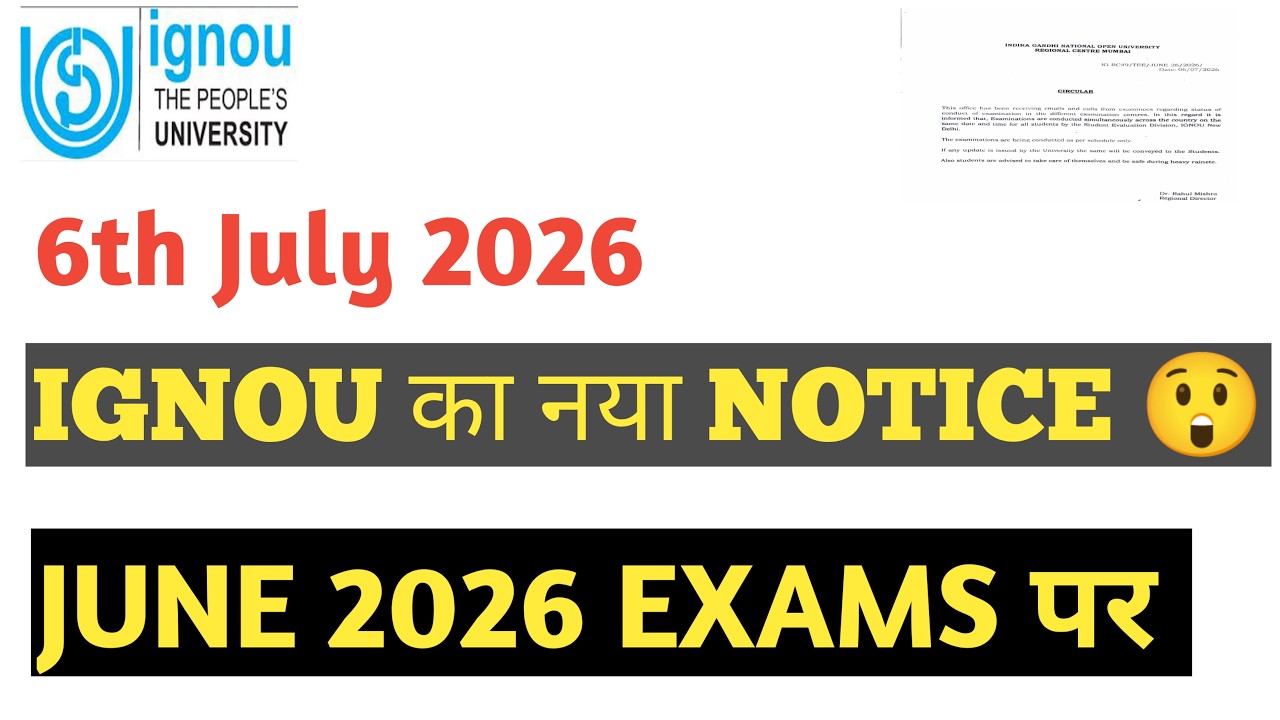IGNOU new notice for June 2026 exams #livestream